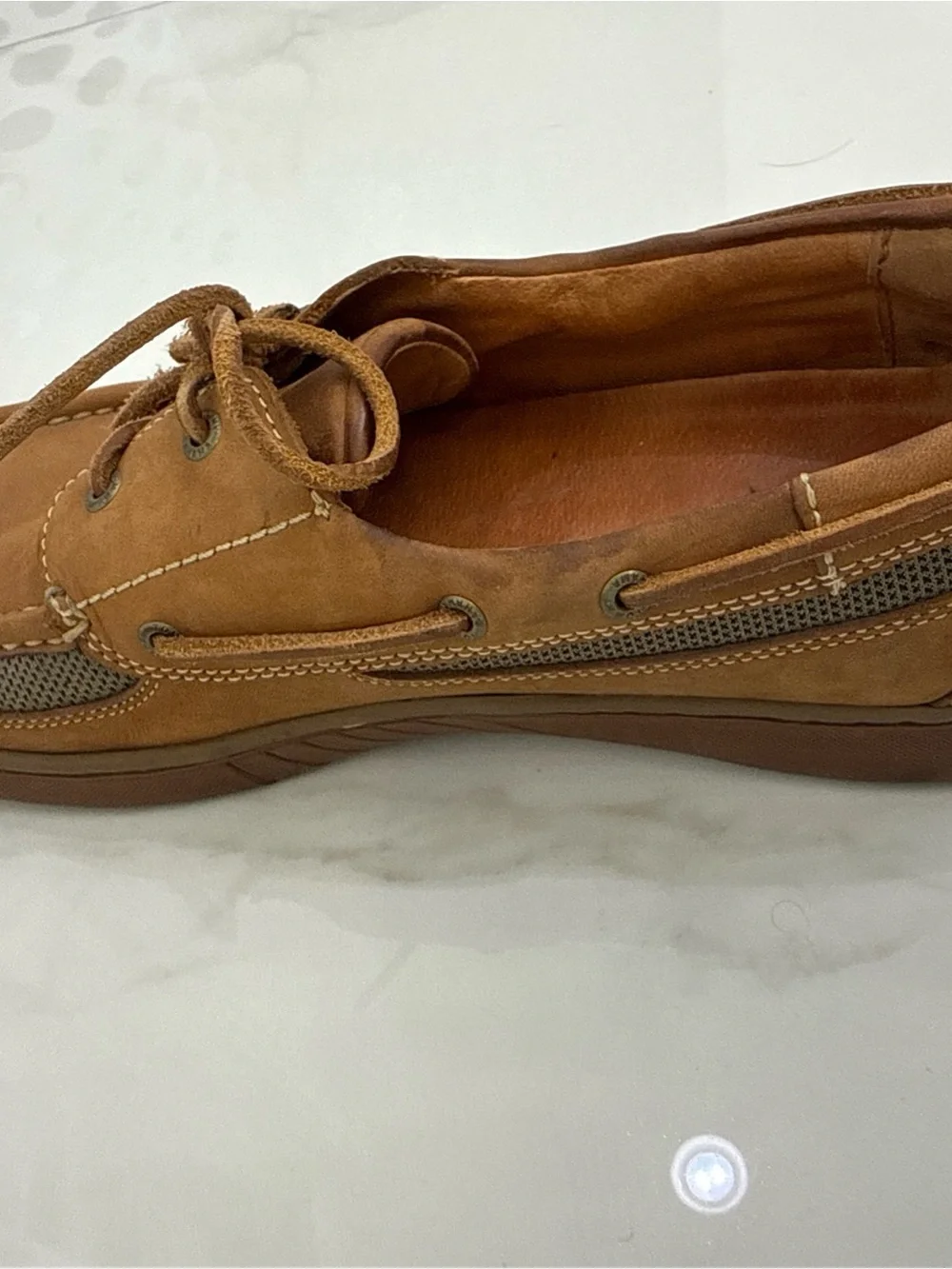 Tommy Bahama Men's Tan Leather Boat Shoes